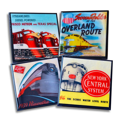 Vintage Railroad Train Drink Coaster Set