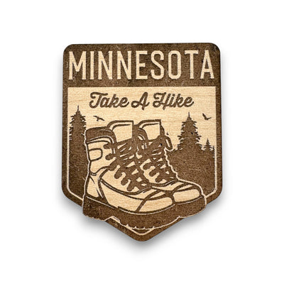 Wood Magnet - Hiking Badge