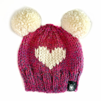 Double Pom-Pom Beanie in Azalea Love