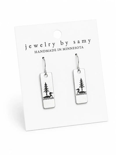 Loon Pine Tree Earrings – Minnesota Lake Jewelry Gift