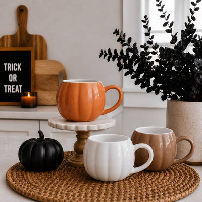 Orange Pumpkin Coffee Mug - Neutral Fall Decor & Gifts 17oz