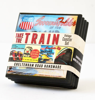 Vintage Railroad Train Drink Coaster Set