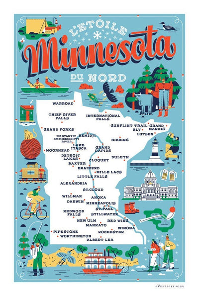 2016 Minnesota State Icons Tea Towel