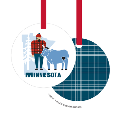 Metal Ornament - Minnesota Paul Bunyan & Babe