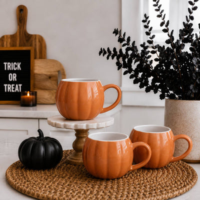 Orange Pumpkin Coffee Mug - Neutral Fall Decor & Gifts 17oz