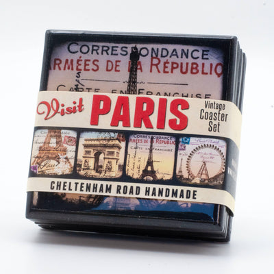 Vintage Romantic Paris Postcard Coaster Set