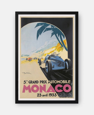 Monaco Grand Prix Automobile Race Poster 1933 Travel Poster