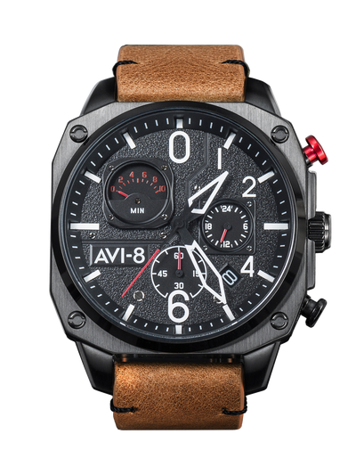 Retrograde Chronograph Hawker Hunter Watch (Charcoal Ember Brown)