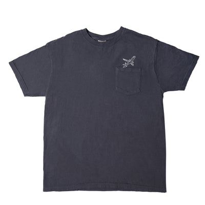 Airplane Embroidered Pocket T-Shirt - Gray