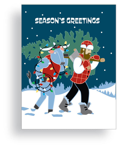 Bunyan Christmas Tree "Season's Greetings" Greeting Card
