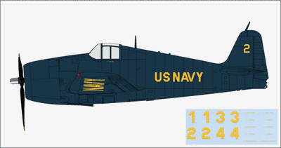 Hobby Master 1:72 USN Grumman F6F-5 Hellcat 2, "Blue Angels", 1946 (with decals for No.1 to No.4 airplanes) HA1121