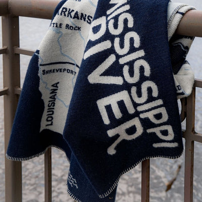 Mississippi River Wool Throw Blanket