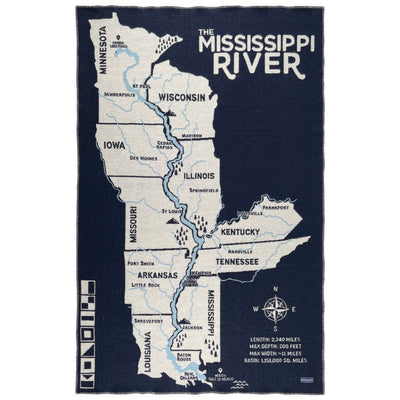 Mississippi River Wool Throw Blanket