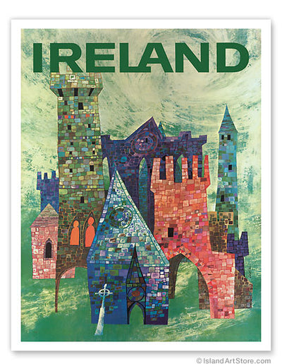 Ireland - Irish Colorful Castles - c. 1960: 18" x 24" Fine Art Print