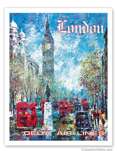 Delta Air Lines - London Big Ben c. 1970's: 18" x 24" Fine Art Print