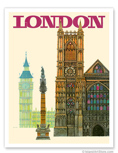 London UK - Westminster Abbey Church - c. 1960's: 18" x 24" Fine Art Print