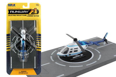 Daron Runway24 Police Bell 206 JetRanger Helicopter w/ Helipad RW055
