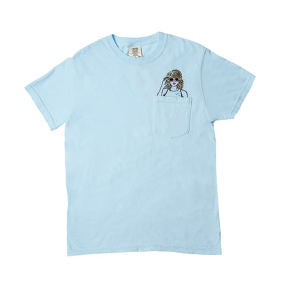 Taylor Swift Embroidered Pocket T-Shirt - Blue