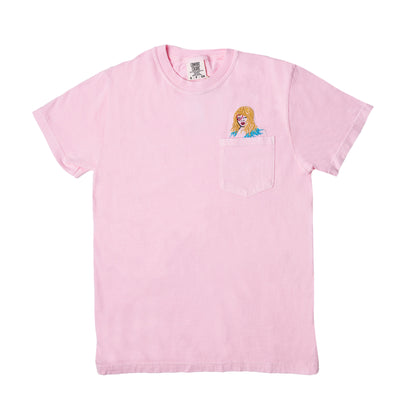 Taylor Swift Embroidered Pocket T-Shirt - Pink