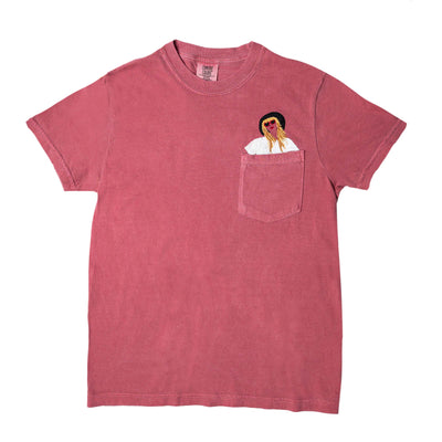 Taylor Swift Embroidered Pocket T-Shirt - Red