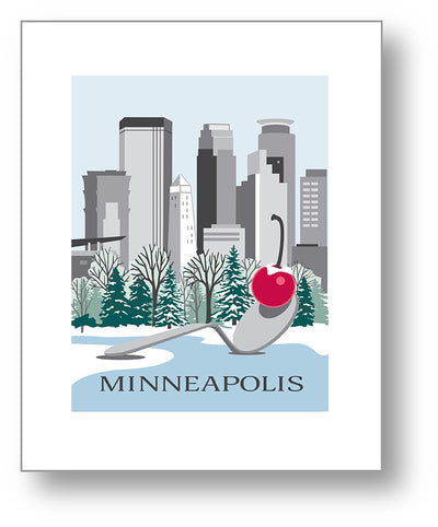 Minneapolis Winter Skyline Print (8x10)