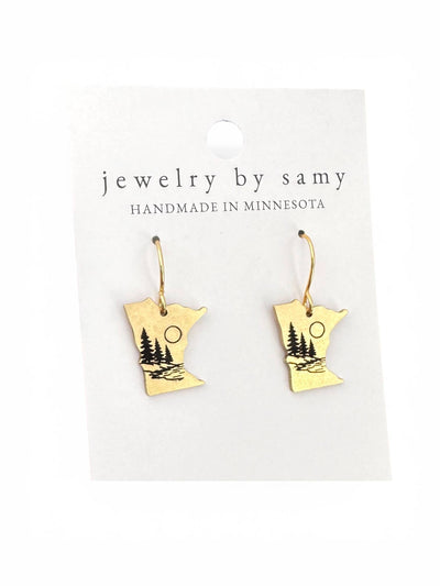 Minnesota Earrings | Engraved Northwoods Lake & Pine 