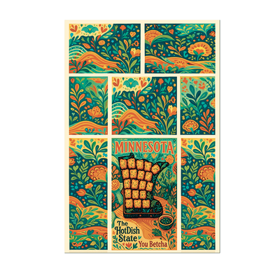 Minnesota Hot Dish State Waffle Kitchen Towel