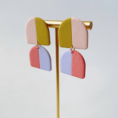 Poppy | Colorblock Dangle Polymer Clay Earrings