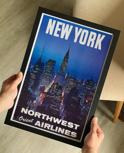 Northwest Orient Airlines New York 1960s Poster