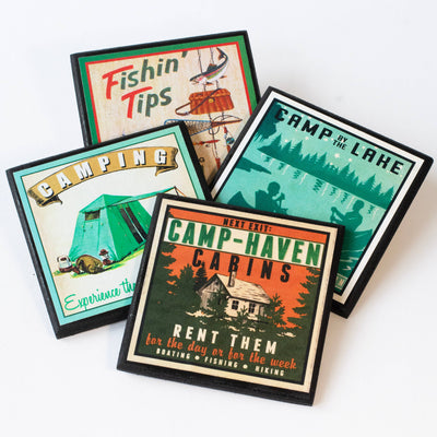 Vintage Camping Coaster Set