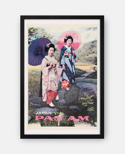 Pan Am Airlines Japan 1965 Travel Poster