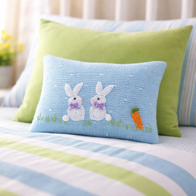Baby Bunny Mini Pillow - Blue