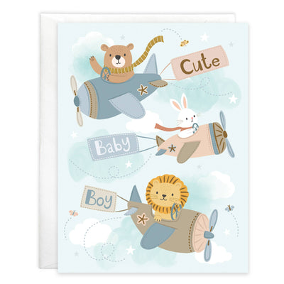 Baby Greeting Card - Baby Boy Airplanes