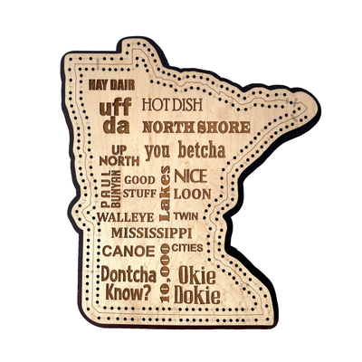 Minnesota Phrases 2 Track Cribbage Board
