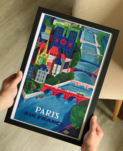 Paris Air France Vintage Travel Poster Print