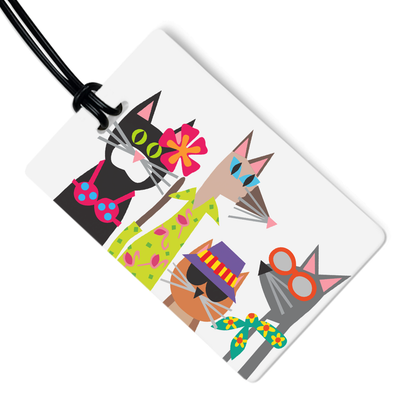 Summer Kitties Luggage Tag w/ Black Strap