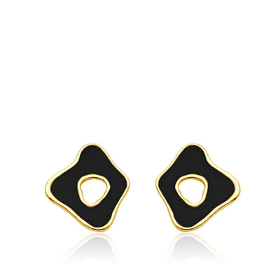 Gold and black squiggly stud earring - black friday