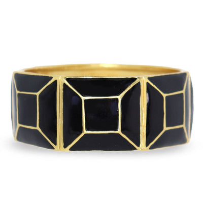 Art Deco Black & Gold Bangle Bracelet - Stylish Sale Pick