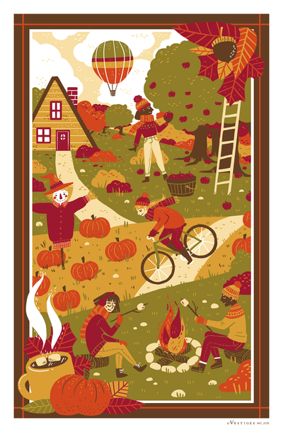 Fall Scenes Tea Kitchen Towel