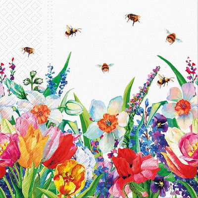 Lg Meadow w/Bees Napkins-6.5"Sq