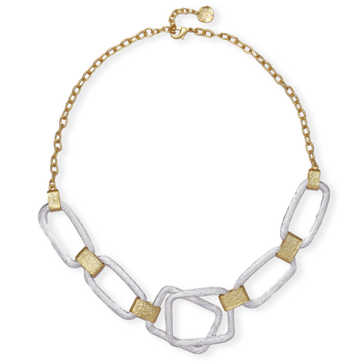 Two Tone Geometric Shapes Necklace - Sale