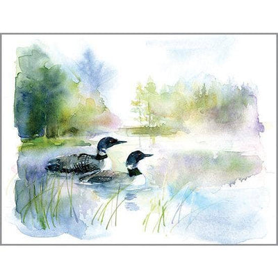 Boxed/Packaged Blank Note Card - Loons on Lake