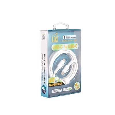 Durable Cables USB-C to USB-C - 6 Feet -Retail Pack