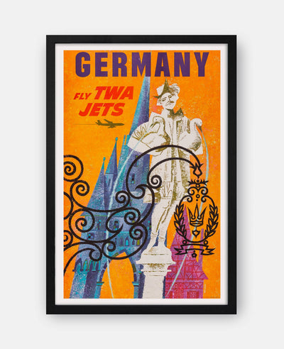 TWA Germany (Trans World Airlines) 1960s Poster