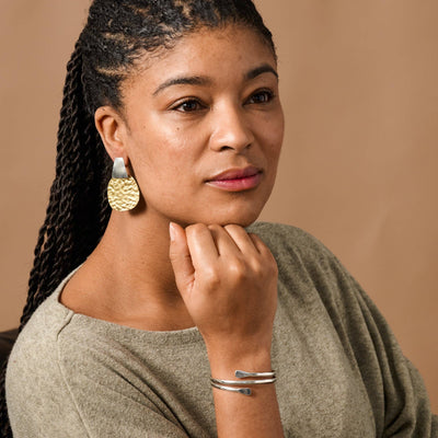 Kajal Hammered Brass Post Earrings