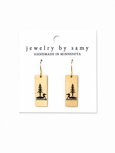 Loon Pine Tree Earrings – Minnesota Lake Jewelry Gift