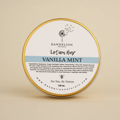 Vanilla Mint Tallow Lotion Bar | Christmas Stocking Stuffer
