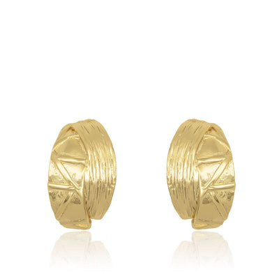 Mixed textured curved large stud earrings - black friday