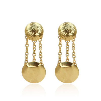 Coin and chain drop statement earrings - sale