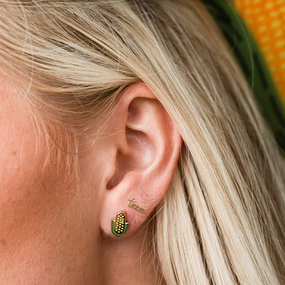 Corn on the Cob Enamel Stud Earrings